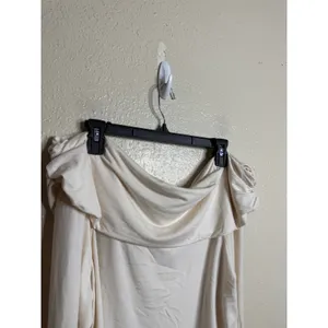 Reformation Florentina Knit Top Horchata Off Shoulder Long Sleeve size XL Cream thumbnail 5