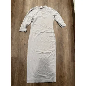 Nike Womens 3/4 Sleeve Midi Bodycon Dress Lavender Grey Script Logo Small thumbnail 2