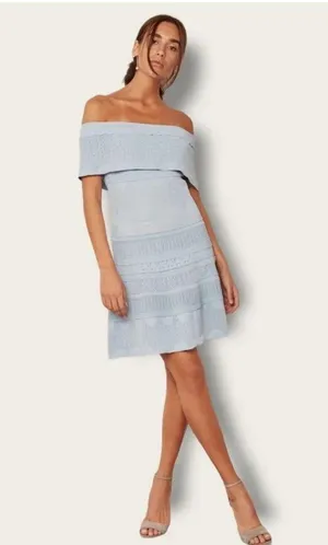 Anthropologie Foxiedox Bardot Dress in Baby Blue thumbnail 4