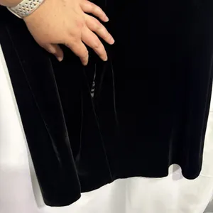 Rena Rowan Vintage Whimsigoth Velvet Midi/Maxi Skirt Size 14 Black Modest Minimalist Glam thumbnail 5