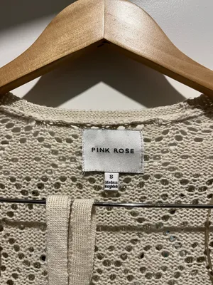 Pink Rose Wrap Sweater Cream S thumbnail 2