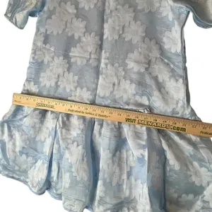 Pink Ripple Womens S Swing Dress Puff Sleeve Drop Waist Blue Floral Garden Party thumbnail 9