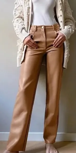 Aritzia Wilfred Melina Vegan Leather Straight Leg Pants Size 4 thumbnail 1