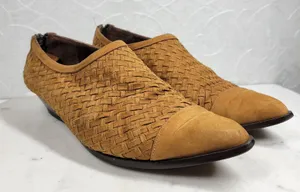 Amoura Papa Jimenez Mule Bootie Shoes Women 7.5 Brown Woven Slip On Pointed Toe thumbnail 1