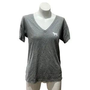 PINK Victoria's Secret Women's XS Gray V-Neck T-Shirt Short Sleeve thumbnail 3