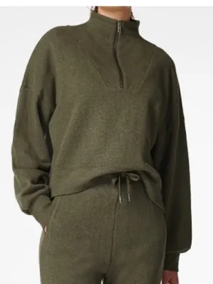 Sweaty Betty Nestle Up Green Quarter Zip Knit Sweatshirt Size XXL thumbnail 2