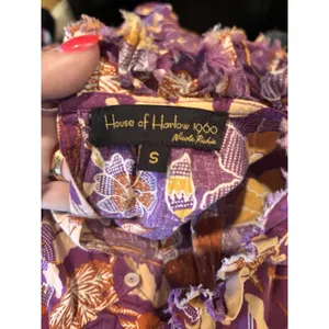 House of Harlow 1960 Nicole Richie‎ Floral Mini Dress Purple Ruffle Sleeve Small thumbnail 4