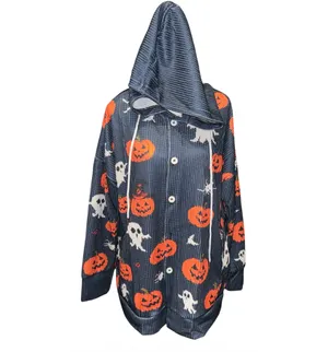 Spooky print Halloween cardigan hoodie thumbnail 4