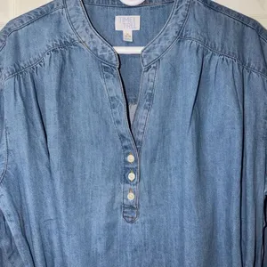Time & Tru Blue Long-sleeve Minj Shirt Denim Belted Dress(Size XL 16/18) thumbnail 4