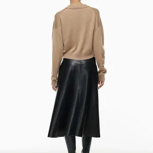 Wilfred Aritzia Clara Merino Wool Waist Crop Sweater in Camel M new without tags thumbnail 6