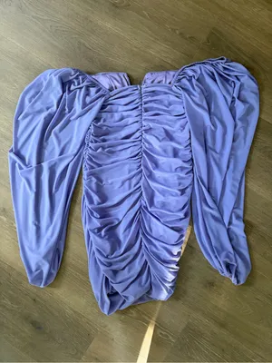 Lilac V-Neck Puff-Sleeve Ruched Mini Dress thumbnail 2