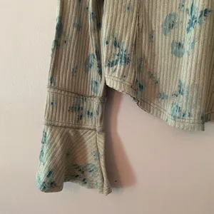 Free People Gray Blue Ribbed Henley Loungewear Top Long Sleeves Women size Large thumbnail 5