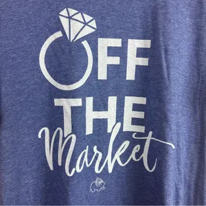 Simply Faithful Blue Tee with White Graphic “Off the Market” thumbnail 2