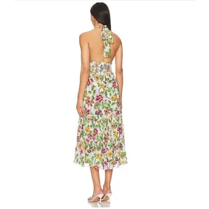 MISA Los Angeles Karolina Flora Exotica Halter Midi Dress NWT Small thumbnail 10