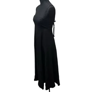 DISSH Black Linen Halter Tie Back Maxi Dress Womens Size US 8 Minimalist Coastal thumbnail 3