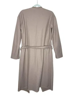 AllSaints Paxx Italian Wool Wrap Waterfall Trench Coat Dune Small Winter Jacket thumbnail 15