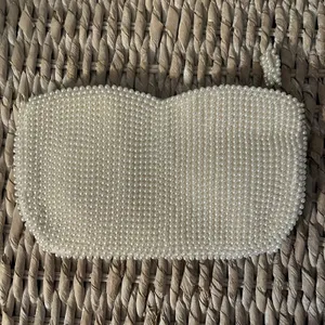 Vintage Purse White Beaded with Satin Lining Art Deco Small Zip‎ Closure Star thumbnail 2