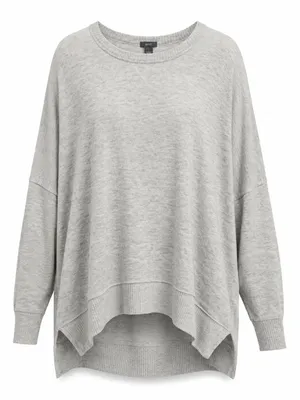 Aerie Heather Gray Oversized High Low Long Sleeve Top Women’s Large thumbnail 1