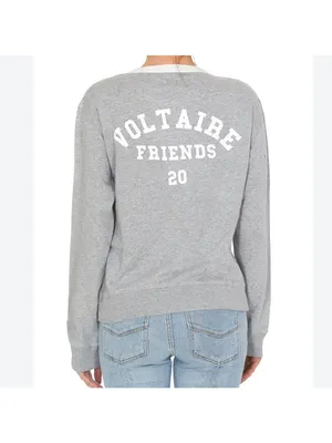 Zadig & Voltaire Watson Friends Cotton Blend Sweatshirt Grey White Trim XS thumbnail 2