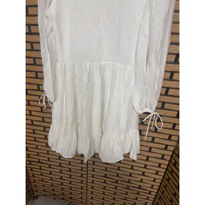 Selfie Leslie‎ White Secret Garden Long Sleeve Smocked Bodice Dress Size Large thumbnail 6