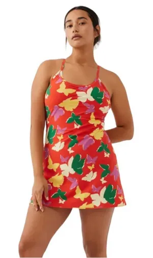 Outdoor Voices Exercise Dress butterfly print red XS shorts tennis Racerback thumbnail 1