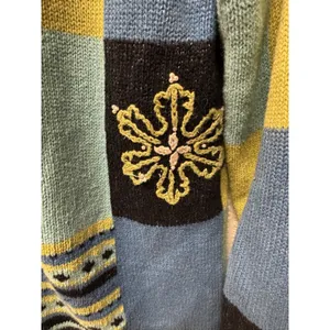 Vintage Christopher‎ & Banks Hand Embroidered Knit Cardigan Women's S Blues Snow thumbnail 5