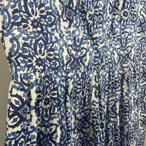 Milly Blue White Cotton Floral Sleeveless‎ V-Neck Shift Dress Sz 10 Fit & Flare thumbnail 6