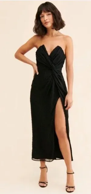 Katie May Come On Home Black Swiss Dot Midi Dress Womens Small Black Tie Event thumbnail 1