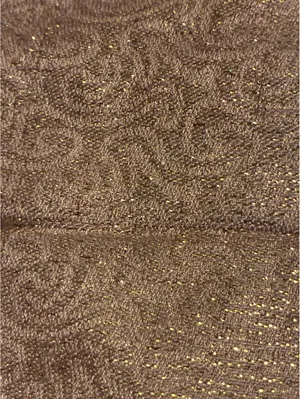 Metallic Rose Gold Shimmer Evening Scarf – Sheer Knit Shawl with Fringe Accent thumbnail 3