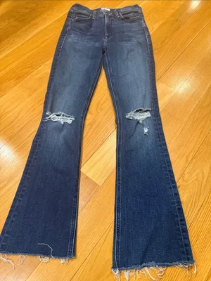 Mother The runaway fray precious heirloom distressed skinny flare jeans size 24. thumbnail 1