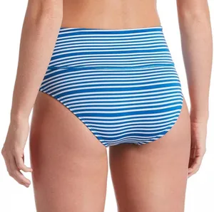 Nike Striped High Waisted Bikini Bottoms, Blue & White Size XL New w/Tag thumbnail 2