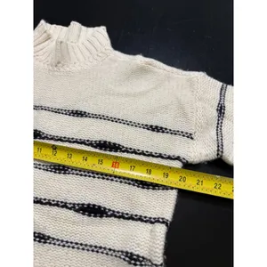 Veronica Beard Ivory Navy Striped Wool Blend Mock Neck Sweater J2310KD16K0211 thumbnail 3