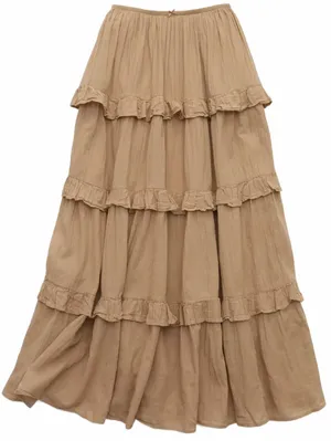AE Ready To Ruffle Tiered Midaxi Skirt American Eagle NWT Toasted Almond XS thumbnail 2
