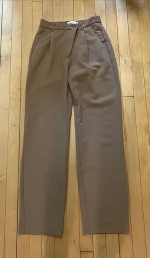 Abercrombie & Fitch Straight Leg Cross Button Trousers Camel Tan Size 26/2 Long thumbnail 1
