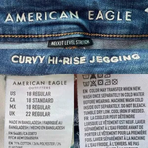 American Eagle Womens Jeans Denim Blue Curvy High Rise Jegging Stretch Size 18 thumbnail 10