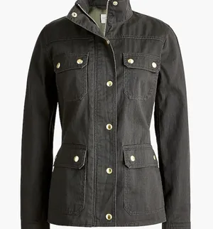 JCrew Resin-coated Black twill field jacket- Size Small thumbnail 2
