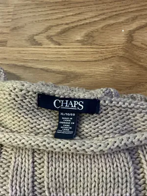 Chaps Ombre Cable Crew Sweater in Cream & Tan Size XL thumbnail 3