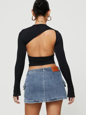 Princess Polly Grishea Low Rise Denim Skirt Blue Size 10 thumbnail 4