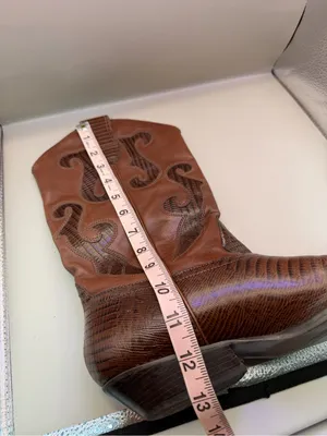 Nine West Romnee Brown Lizard Leather Cowboy Boots Sz 8 Made Brazil thumbnail 7