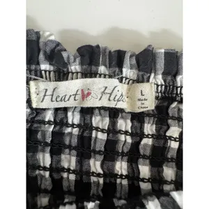 Heart Hips Gingham Smocked Tube Top Black White Check Size L Cottagecore Summer thumbnail 3