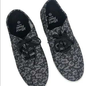Disney Mickey Mouse Canvas Sneakers Size 10 Black Grey Retro Streetwear Shoes thumbnail 3