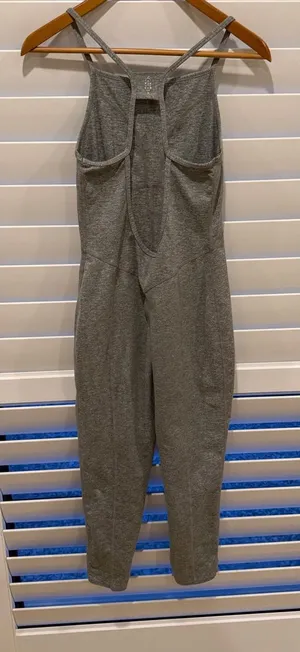 Free People Heather Gray Strappy Sleeveless Jumpsuit size m FP Movement thumbnail 1