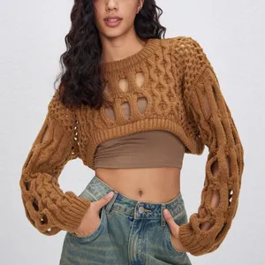 Cider Brown Cropped Sweater MEDIUM Grunge Steampunk Boxy Oversized NEW thumbnail 1