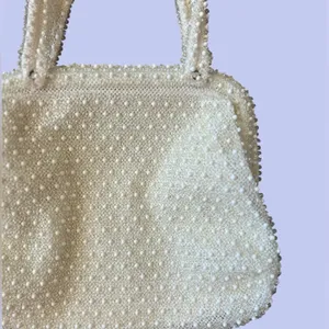 Vintage 40s 50s Corde Bead handbag bridal heirloom evening bag thumbnail 2