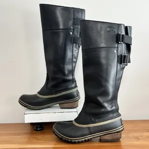 Sorel Slimpack II Lace Tall Waterproof Leather Winter Boots Black NL2557-010 6.5 thumbnail 1