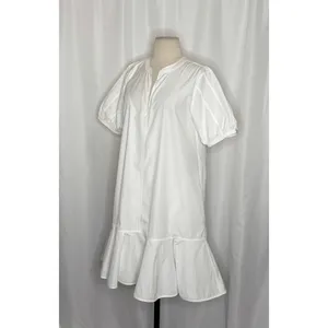 NWT!! J. CREW Delilah Dress‎ Cotton Poplin Solid White Mini Ruffle Small Tall ST thumbnail 6