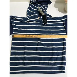 NWT Chaser Navy‎ Stripe Mixed Media Hooded Sweatshirt Small thumbnail 8