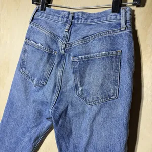 AGOLDE‎ Riley Crop Straight Jeans Women 24 High Rise Raw Hem Blue Denim thumbnail 7