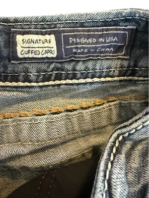 Miss Me Signature Cuffed Capri Jeans Womens 30 Rhinestone Flap Pocket Y2K thumbnail 7