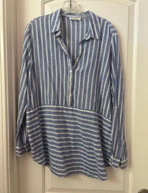 Women’s Linen Striped Shirt M thumbnail 1